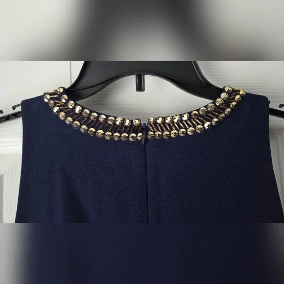 Lilly Pulitzer Navy Blue Embellished Neckline A-Line Trapeze Dress XS. Like new. - Picture 9 of 12